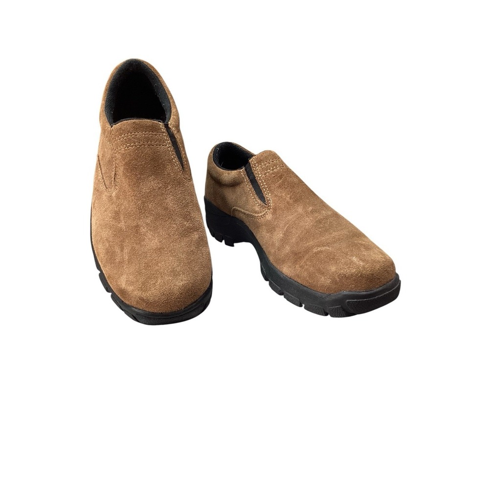 Lands End Shoes Size 8M Brown‎ Green Suede Slip On Loafer